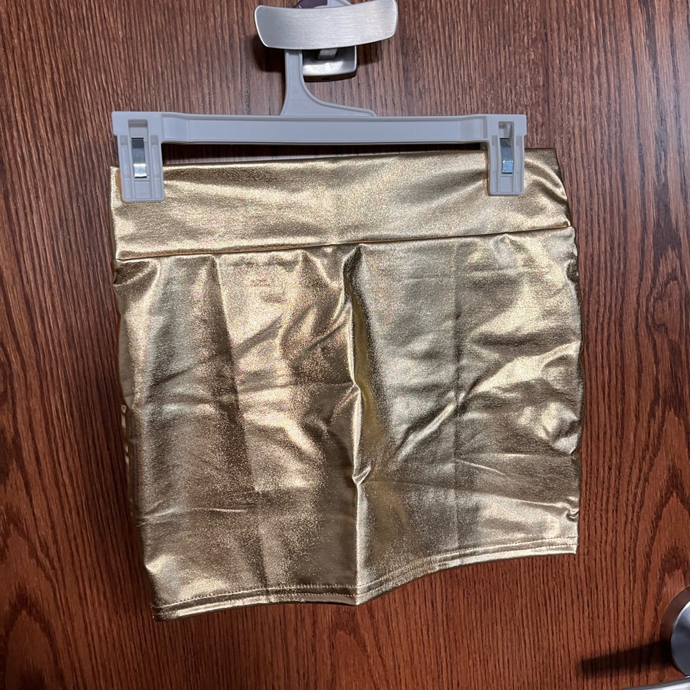 Gold mini skirt